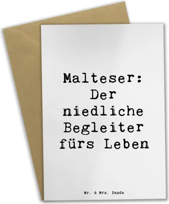 Produktbild von Mr. & Mrs. Panda Grußkarte Spruch Malteser Begleiter - Weiß - Geschenk, kleiner Hund, glückwunschkarten, osterkarten, hypoallergene Hunde, Eigenschaften, Grußkarten