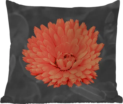 Produktbild von MuchoWow® Outdoor Kissen - Blumen - Orange - Schwarz - Weiß - 40x40 cm - Wetterfest - Lounge Kissen - Kopfkissen - Interieur - Polster mit Bild