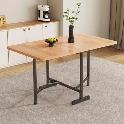 Obrázok produktu pre Jedálenský stôl – Moderný a minimalistický kuchynský stôl v prírodnej farbe s kovovými nohami