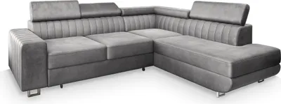 Produktbild von Masseno Ecksofa NOLA R-S mit Schlaffunktion L-Form, Sofa mit Bettkasten, Wohnzimmersofa, Couch, Soffa, Bettsofa, Couchgarnitur- Hellgrau, MONOLITH 84