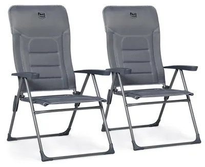 Obrázek produktu pro Kempingová židle skládací - Hliník - Nastavitelné vysoké opěradlo - Nosnost 150 kg - Na kemp a pláž