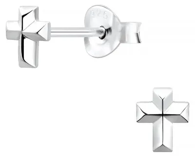 Produktbild von Kreuz Ohrringe: 925 Silber Ohrstecker