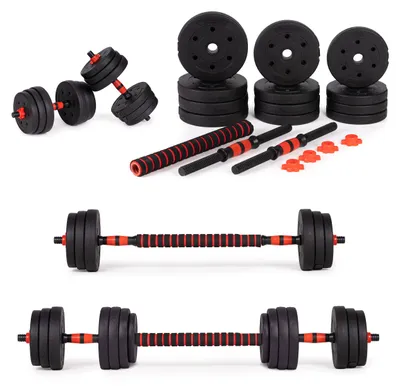 Produktbild von Verstellbare Hanteln 2 x 10 kg, Langhantel-Set 20 kg, Hantelstange MOVEPRO