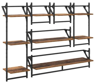 Obrázek produktu pro vidaXL Sada nástěnných polic 6 ks regenerované dřevo 100 x 25 x 30 cm materiál na bázi dřeva