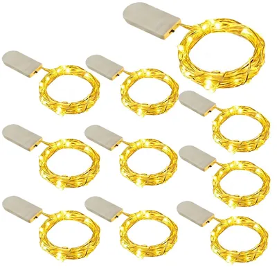 Mini LED-Lichtkette, 10 Stück, 2 m, 20 warmweiße LEDs, Batteriebetrieb