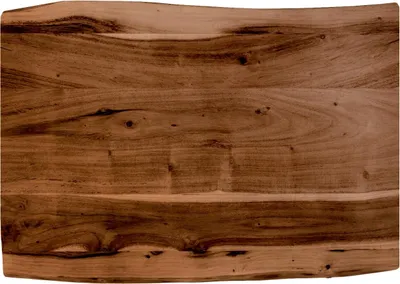 Produktbild von Holzplatte 60x40 cm Emilio, Tischplatte aus Akazienholz massiv + nussbaumfarben, Baumkanten-Platte für Heimwerker, geeignet für Arbeitsplatten, Tische & Fensterbretter
