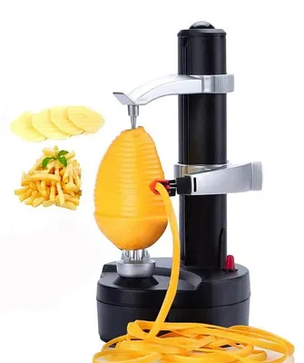 Produktbild von Elektrischer Obst- und Gemüseschäler, automatischer Kartoffelschäler und Apfelschäler, bewegliche Halterung, Edelstahlklinge, ABS