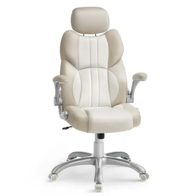 Obrázek produktu pro SONGMICS Manažerská židle, ergonomická, sklopné područky, bílá