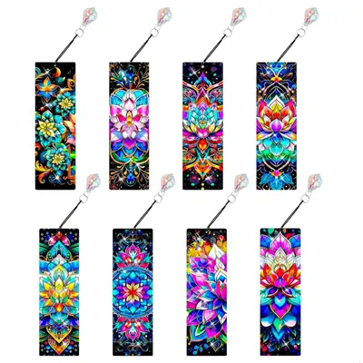 Imagen del producto de Juego de marcapáginas para pintura con diamantes, diseño de mandala, kit de manualidades DIY, 1 unidad, ideal para estudiantes