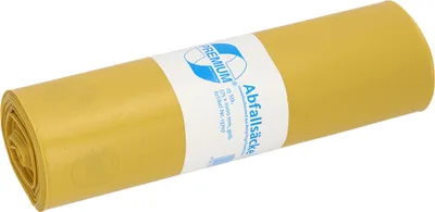 Produktbild von Deiss PREMIUM Müllsäcke gelb, 60 my, 70 Liter, 575 x 1000 mm, 25 Säcke