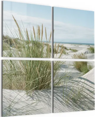 Produktbild von DEQORI Glasbild Echtglas 4x50x50 cm 'Dünen an Nordseeküste' Wandbilder XXL groß