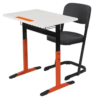 Produktbild von Schulset Modern Ergonomisch Grau Schultisch Schwarz Stuhl Einzeltisch