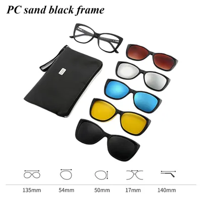 Produktbild von Polarisierte Sonnenbrille, 5-in-1-Clip-Sonnenbrille, Motorradbrille, farbenfrohe Sonnenbrille, Herren- und Damen-Brille mit Kurzsichtigkeitsbrille
