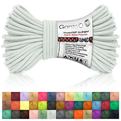Produktbild von Paracord 550 Seil Hell-Grün Mint / Typ Hybrid für Armband, Leine, Halsband, Nylon / Polyester Hybrid-Seil, Neue Ausführung, 30 Meter