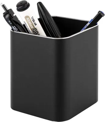 Immagine prodotto di Portapenne da scrivania - Portapenne da ufficio - Portapenne a sfera in metallo nero, 8 x 9,5 cm - Per l'ufficio, la scuola e la casa
