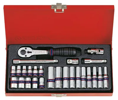 Productafbeelding van Set van 1/4 doppen 6-hoek 26 stuks 4-13 mm met accessoires