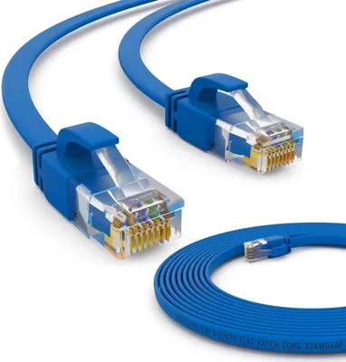 Produktbild von hb-digital 7.5m Patch Kabel CAT 6 Flachkabel bis zu 1000Mbit/s, U/UTP, PVC Mantel flach blau