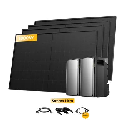 Produktbild von Balkonkraftwerk mit Speicher 3840Wh, Ecoflow Stream Ultra Speicherx2 und 450W Full Black Bifaziale Solarmodulex4 Komplettset (0% MwSt)