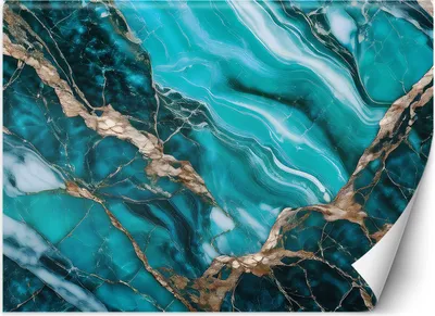 Produktbild von Vlies fototapete Türkisfarbener Marmor mit Gold 150x105 cm Feeby Türkis inkl. Kleber einfache Montage