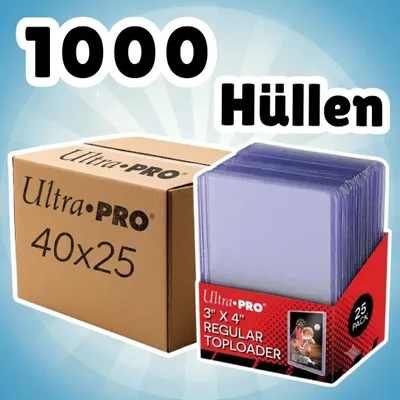 Imagen del producto de Ultra PRO Toploader estándar, tamaño 40x25, paquete de 1000 unidades. Protectores para tarjetas coleccionables estándar, tamaño 3" x 4", con protección de envío Heartforcards®