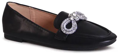 Produktbild von topschuhe24 2668 Damen Loafer mit Glitzer Schleife, Farbe:Schwarz, Größe:39 EU
