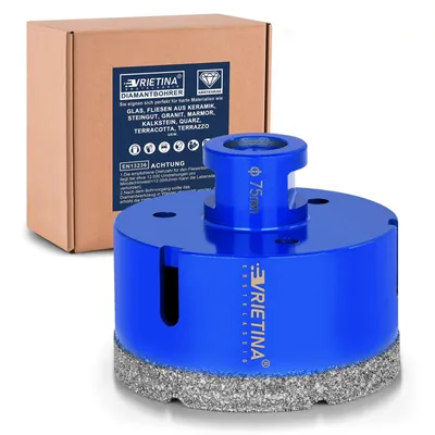 Produktbild von 75mm Diamant Fliesenbohrer M14 Diamantbohrer Glasbohrer Nass- / Trocken Bohrkrone für Winkelschleifer, Diamant Lochsäge von Fliesen Feinsteinzeug