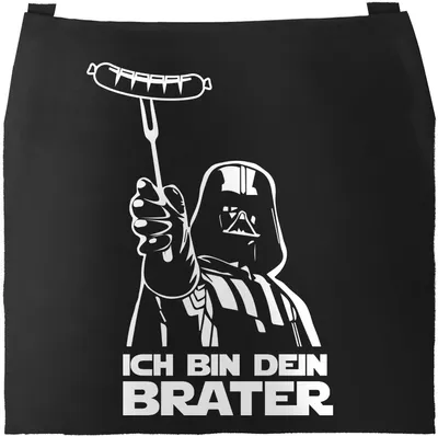Produktbild von Grill-Schürze für Männer mit Spruch Ich bin dein Brater Baumwoll-Schürze Kochschürze Grillen Barbecue BBQ Fleisch Sommer Moonworks® schwarz unisize
