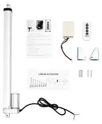 Produktbild von Linearaktuator - Elektrischer Linearantrieb mit Montagehalterungen - 12 V/900 N - 450 mm Hub - 10 mm/s - IP54 - Leise unter 50 dB - Silber