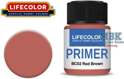 Image de LIFECOLOR LC-BC02 BC02 Apprêt - Primer Red Brown 22 ml