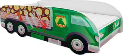 Produktbild von ACMA Jugendbett Kinderbett Auto-Bett Junior LKW-TrackBett Komplett-Set mit Matratze Lattenrost und Rausfallschutz 140x70, 06