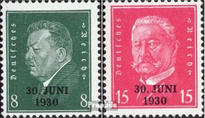 Produktbild von Briefmarken Deutsches Reich 1930 Mi 444-445 (kompl.Ausg.) mit Falz Rheinlandbefreiung