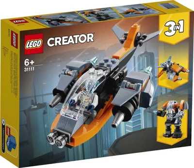 Produktbild von LEGO 31111 Creator 3-in-1 Cyber-Drohne - Cyber-Mech - Hoverbike, Set mit Roboter-Minifigur, Weltraum-Spielzeug aus Bausteinen für Kinder ab 6 Jahre