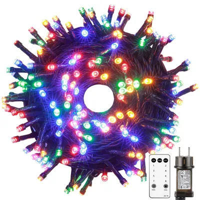 Lichterkette 10 m, 100 LEDs, bunt, Fernbedienung, 8 Modi, IP44