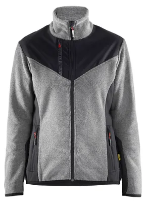 Produktbild von Blakläder Damen Strickjacke mit Softshell 5943, Farbe:Grau Melange/Schwarz, Größe:S