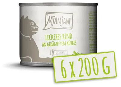 Zdjęcie produktu dla MjAMjAM 4260512870348, Dorosły, Każda rasa, Wołowina, Dynia, 200 g, Nie zawiera ziarna