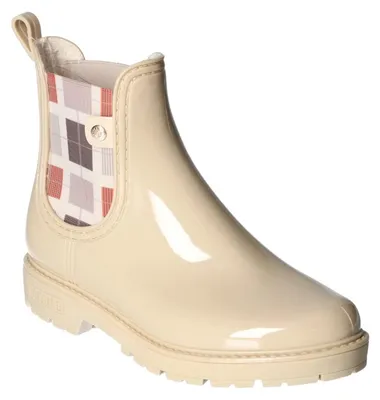 Produktbild von MUSTANG Damen Stiefelette Gummistiefel Glanzfinish Stretch Karomuster 1444-502,