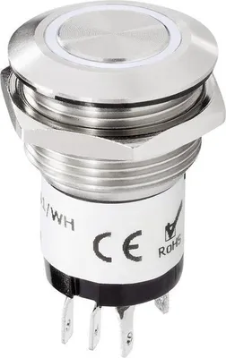 Immagine prodotto di Renkforce RF-4707814 Pulsante a campana illuminato a 1 gancio in acciaio inox, bianco 24 V CC/ 2 A, 24 V CA/ 1 A (RF-4707814)