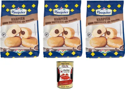 Produktbild von 3x PASQUIER KRAPFEN Schokoladen-Haselnuss-Geschmack 270 GR+ Italian Gourmet Polpa 400g