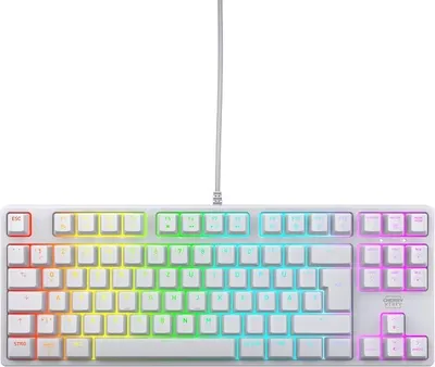Zdjęcie produktu dla Klawiatura gamingowa przewodowa, bez klawiatury numerycznej, układ klawiszy niemiecki (QWERTZ), podświetlenie RGB, mechaniczne przełączniki MX2A RED, kolor biały