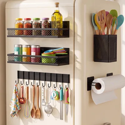 Magnetische Ablage für Kühlschrank, 4 Stück, Gewürzregal