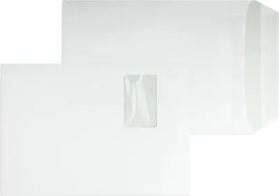 Produktbild von Versandtaschen C4 90g/qm selbstklebend Fenster VE=250 Stück weiß