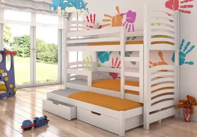 Obrázek produktu pro Patrová postel s přistýlkou a úložným prostorem 75x180 FASRIA - bílá