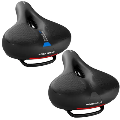 Immagine prodotto di Set di 2 selle da bicicletta ROCKBROS: selle ergonomiche da uomo e da donna per MTB e bici da corsa, 26x22 cm, blu e nero