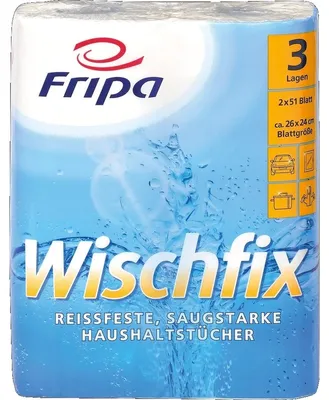 Zdjęcie produktu dla Fripa 3012011 Rolka kuchenna Wischfix, 3-warstwowa, jasna biel