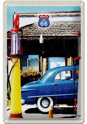 Produktbild von Blechschild Reise 20x30cm Amerika Chicago Route 66 Tankstelle