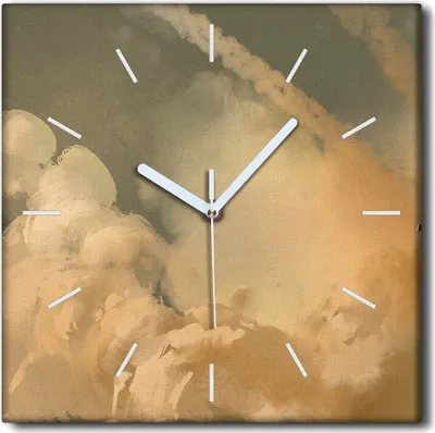 Produktbild von Coloray Uhr auf Leinwand 30x30 cm Wand Uhr Dekoration Wohnzimmer Segeltuch weiße Zeiger -Junge Raketenhimmel