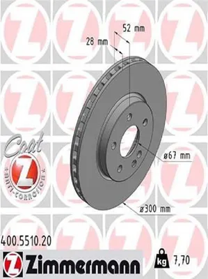 Produktbild von 2x ZIMMERMANN 400.5510.20 Bremsscheibe Vorderachse