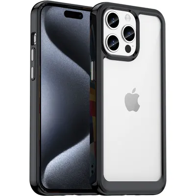 Immagine prodotto di Custodia per iPhone 15 Pro Max trasparente, protettiva in silicone TPU antiurto nero