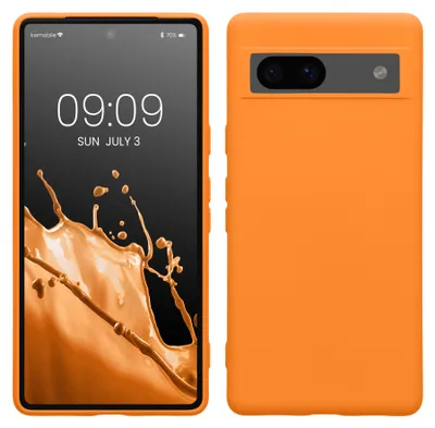 Produktbild von kwmobile Hülle kompatibel mit Google Pixel 7a Hülle - gummierte TPU Silikon Handyhülle - Schutzhülle für kabelloses Laden - Case in Fruity Orange
