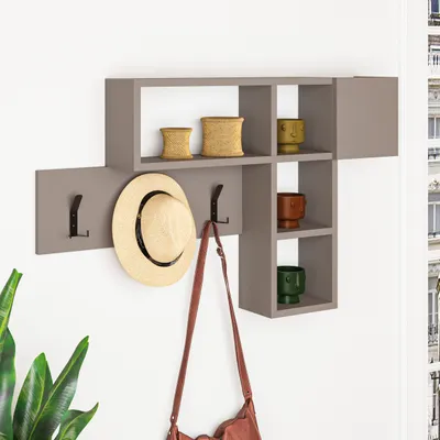 Image de DECORTIE Porte-manteau mural moka clair, 100 x 15 x 61 cm